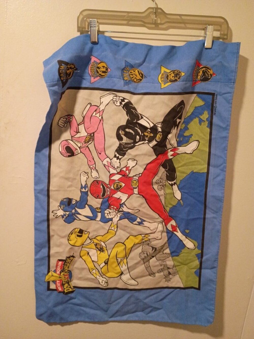 Vintage Mighty Morphin Power Rangers 1994 Pillow Case Nostalgic 90s